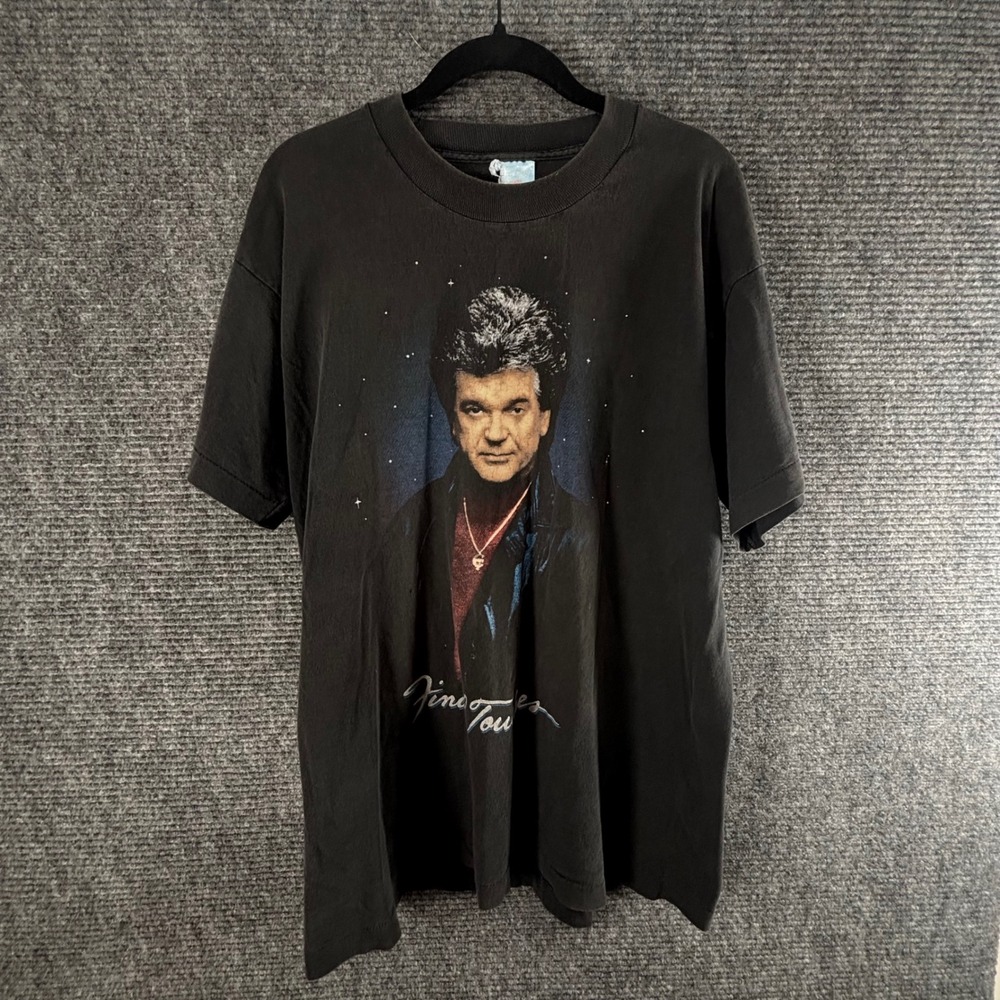 Fruit‎ of the Loom Conway Twitty T-Shirt XL Black Good Vintage 90s Single Stitch